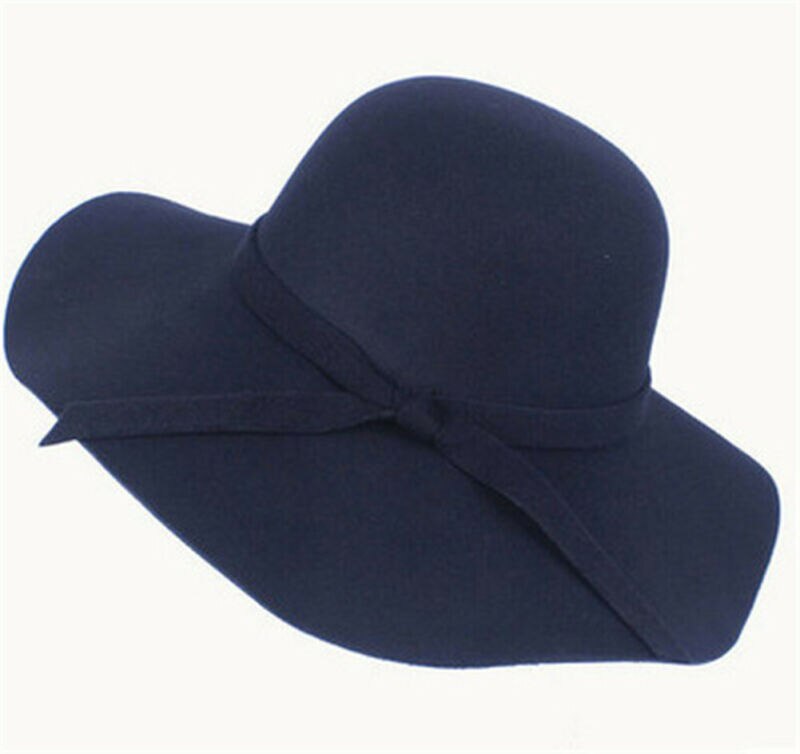 Chapeau casual fedora kasket med brede skygge kuppel hatte uld floppy hat kvinder sorte cloche hatte