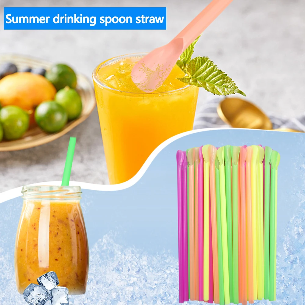100-2000 Stuks Plastic Lepelrietjes - Milkshake Smoothie Feestartikelen