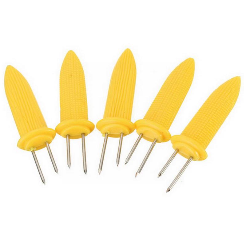 12Pcs Jumbo Maïskolven Houders Set Staal Corn Vlees Spiesjes Maïs Bbq Hond Gaffel Plaat Bbq Tool Vorken Vork Schotel E5j9