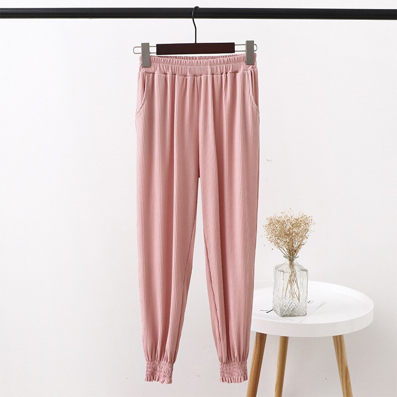 Fdfklak Slaap Bodems Vrouwen Pyjamabroek Big Size M-XXL Lente Zomer Lounge Wear Roze Pyjama Broek Nacht Broek