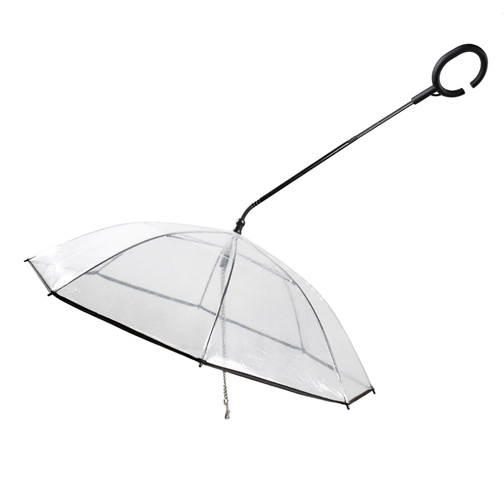 Paraguas para mascotas transparente, portátil, con correa integrada, correa para caminar para perros, impermeable con asa para lluvia, con cables para perros: Default Title