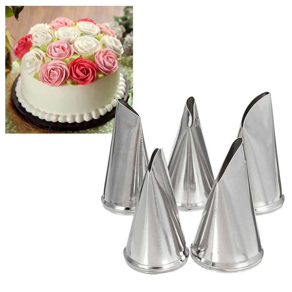 7 Stks/set Rose Bloemblaadje Nozzles Cake Diy Decoratie Bakken Tool Set Rvs Icing Piping Nozzle Milkshake Gebak tool