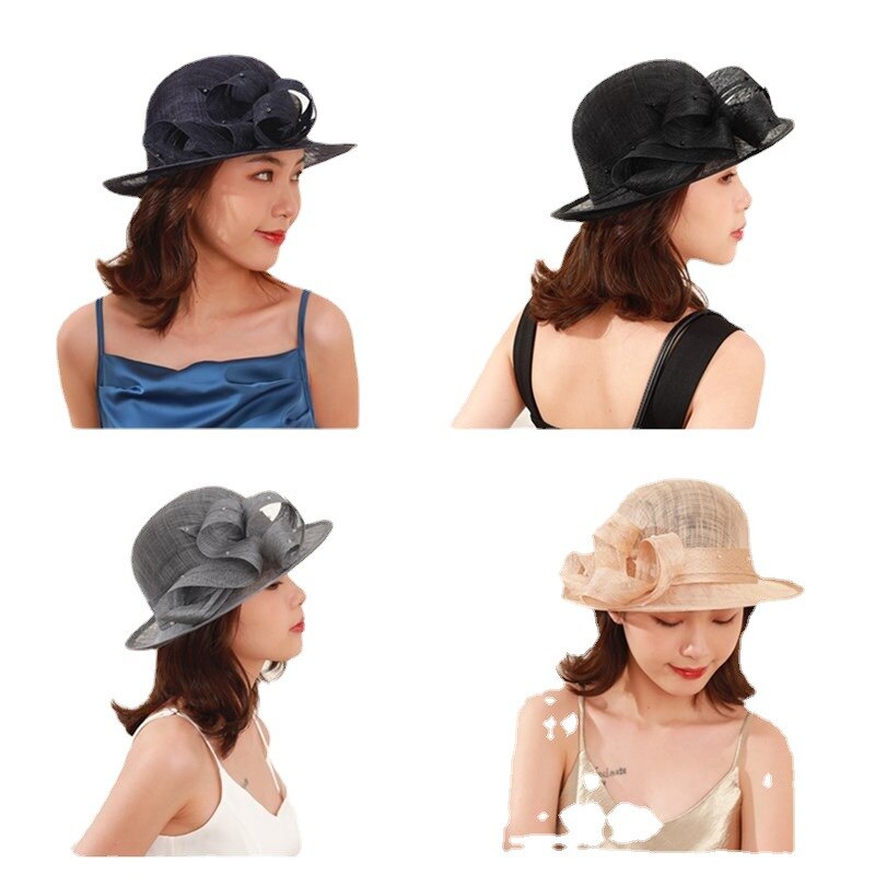 UK Lady Philippine Sinamay Hat Women Church Fascinators Wedding Kentucky Derby Hats Party Flower Fedoras Hats Cloche Hat