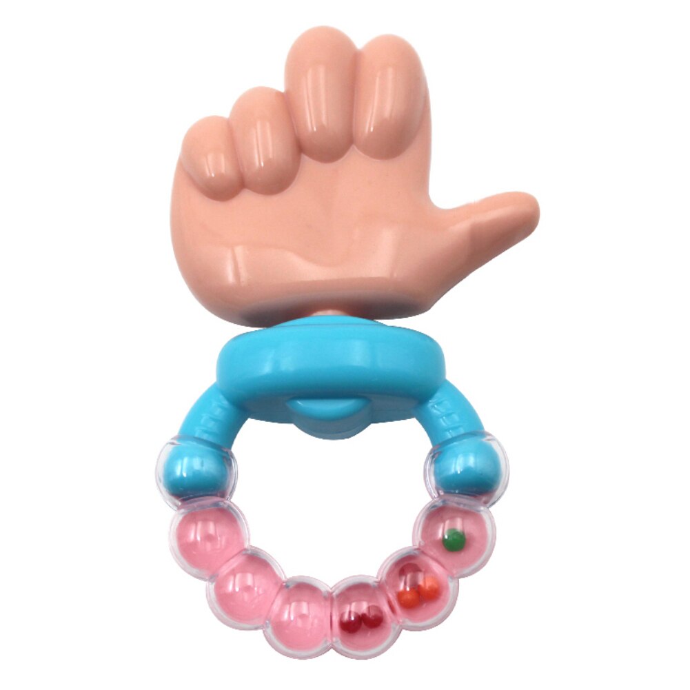 Lovely Thumb Baby Infant Handle Rattles Biting Teething Teether Circle Ring Sound Chewing Toy