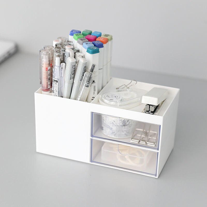Multifunctional Pen Holder Organizer Cute Student Desktop Stationery Storage Box Office Drawer Pen Case