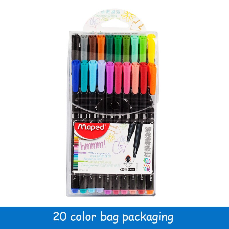 Pluma de gancho de fibra de color Maped para estudiantes y oficina, pluma de dibujo, pluma con de color: 20 color bag