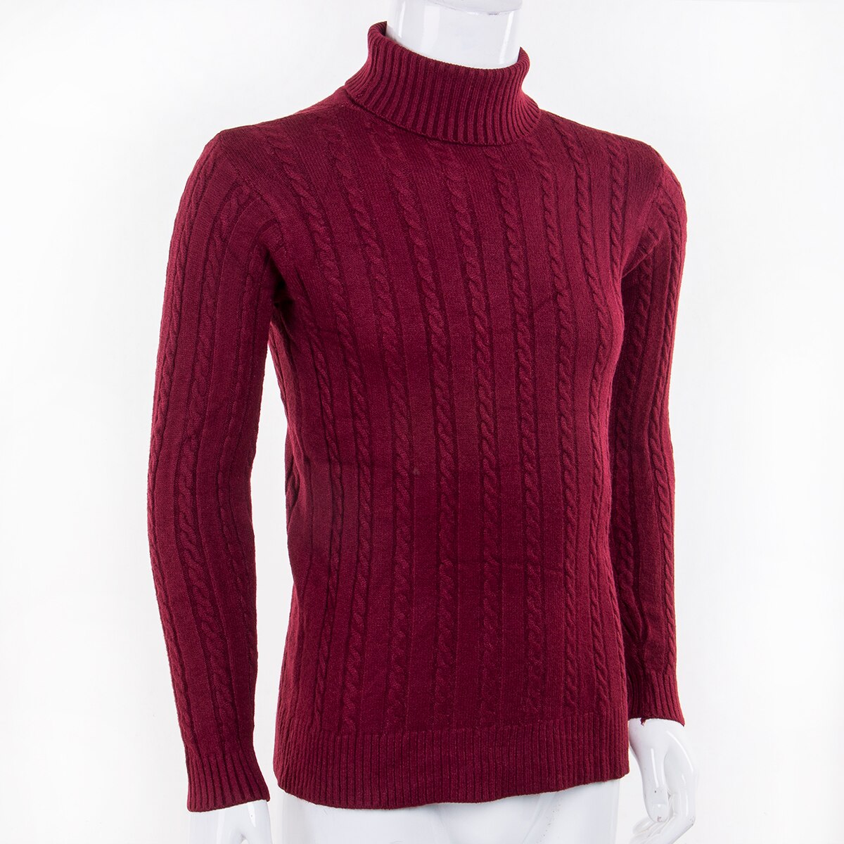 Herre høst vinter varme gensere termisk bomull turtle neck skivvy turtleneck genser stretch topper tykk pullover genser m -2xl: Rød / M