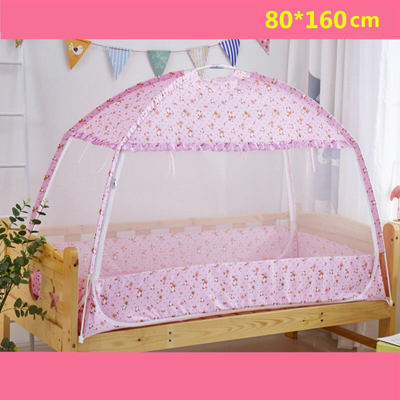 Baby Mosquito Net Portable Infant Crib Tent Folding Mongolian Yurt Mosquito Netting Children Cartoon Canopy Encrypted Mesh: pinkMMTX-80x160cm