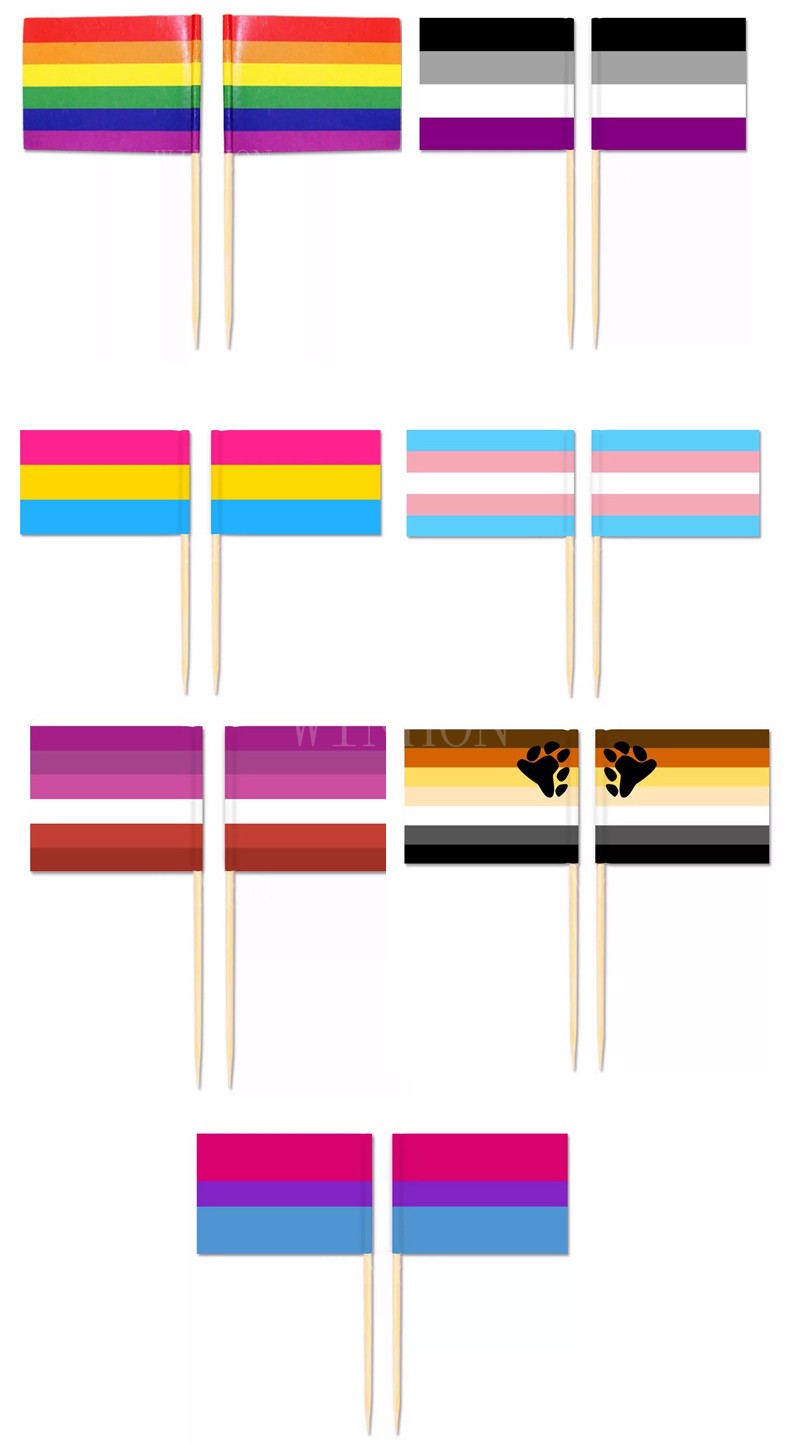 Mini sateenkaarilippu hammastikku lippu 50 kpl/pussi lesbo gay pride lgbt transsukupuolinen panseksuaali biseksuaali velisuhde