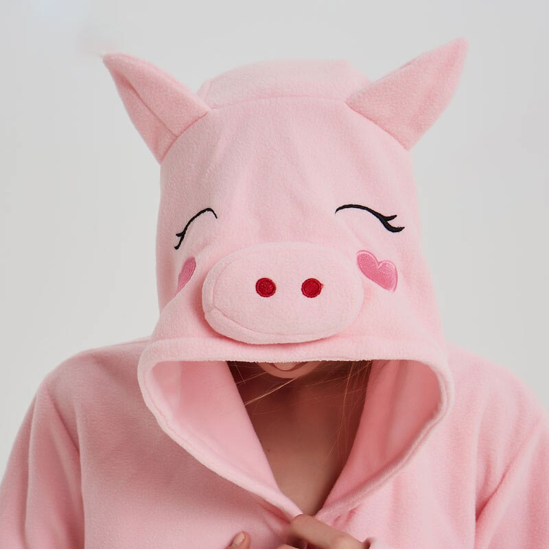 Frauen Onesie Ebene Gesamt Schwein Kigurumis Rosa Nette Festival Party Outfit Erwachsenen Hause Schlafanzug Polar- Vlies verlieren Lustige Overall