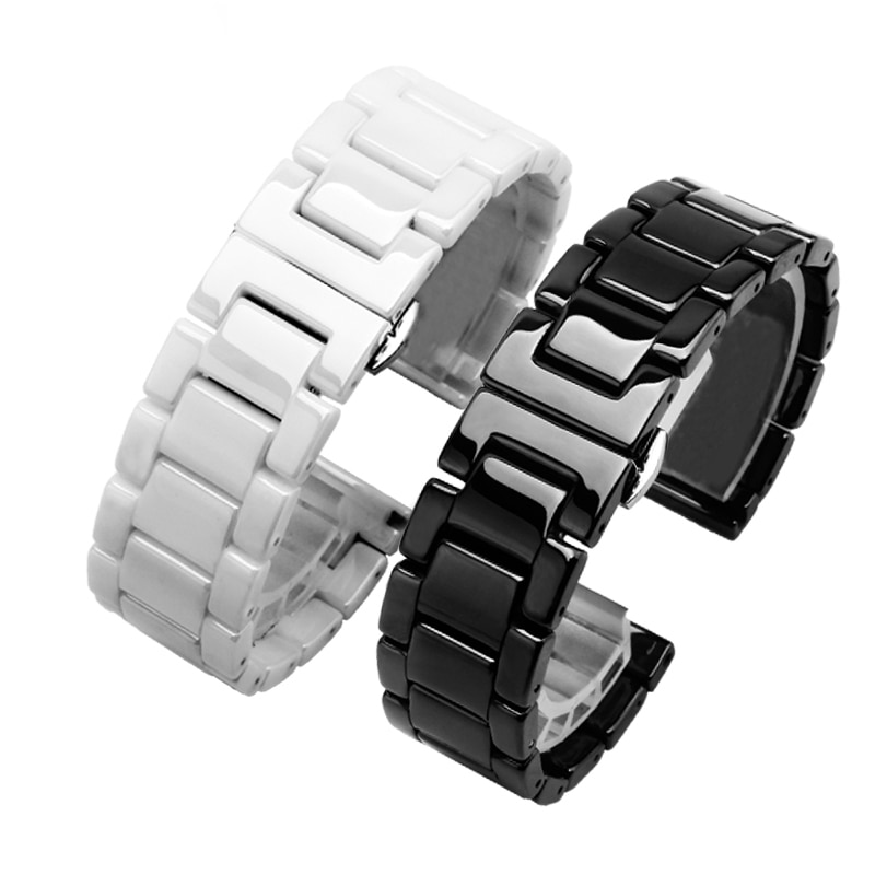 Bracelet de montre en céramique de 14 15 16 17 18 19 20 21 22mm bracelet de montre blanc noir pour hommes et femmes