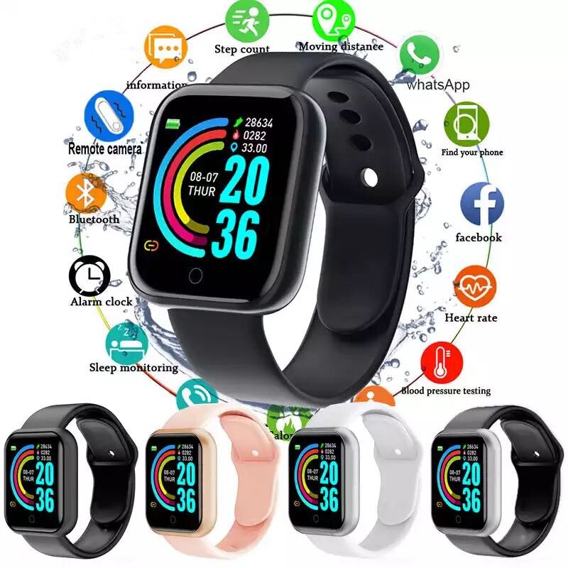 Y68 Bluetooth Slimme Horloges Mannen Waterdichte Sport Fitness Tracker Smart Armband Bloeddruk Hartslagmeter D20 Smartwatch