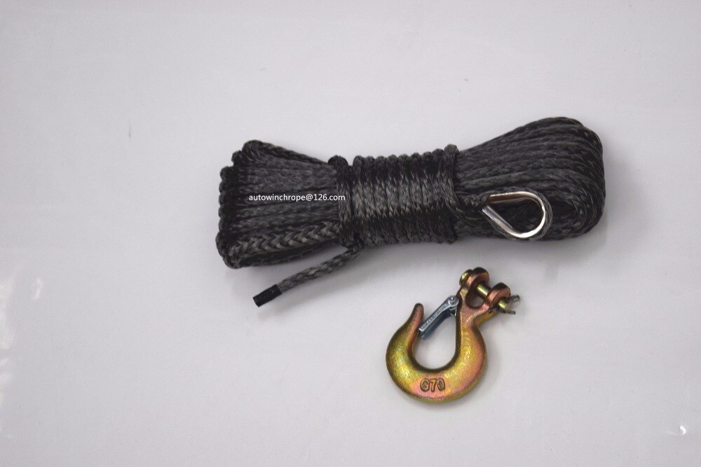 15m * 6mm 1/4'' x 50' 7700lbs Grau Synthetische Win Seil Kabel Linie Mit Haken für ATV UTV aus