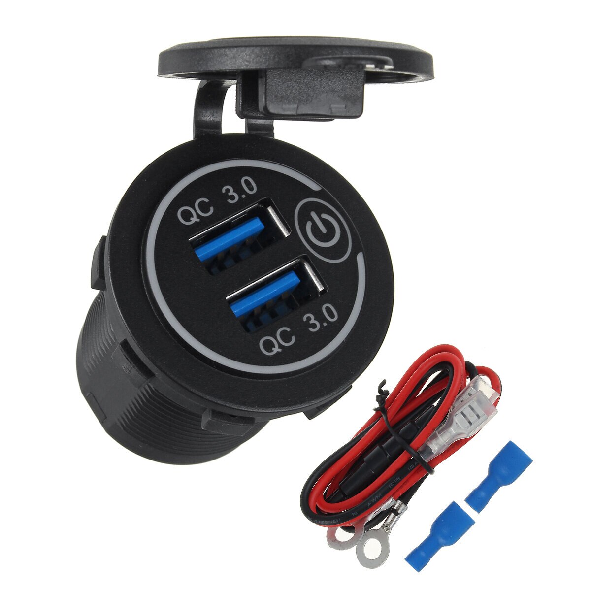 Dual Usb-poort Auto-oplader Socket Qc 3.0 Snel Opladen Outlet Auto Vrachtwagen Boot Rv