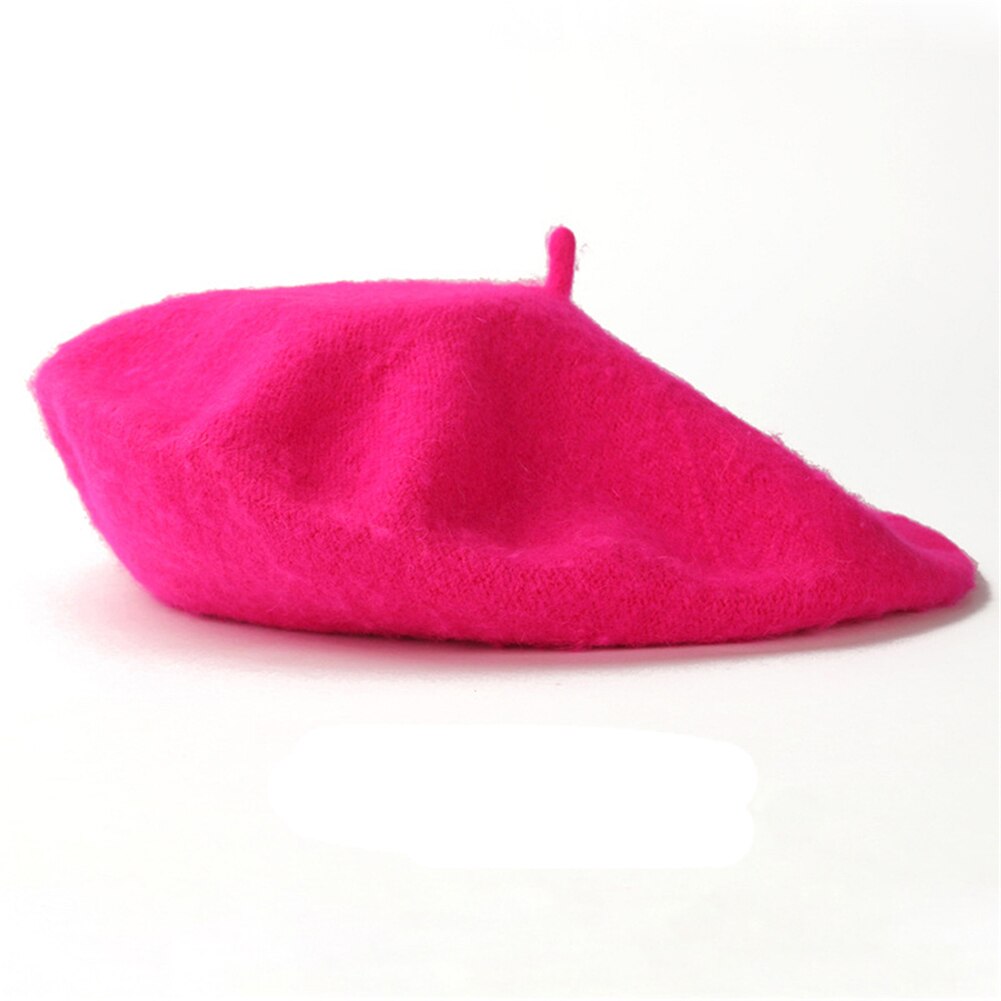 Vintage Vrouwen Winter Warm Baret Candy Kleur Casual Beanie Hat Cap Hoofd Slijtage Mode Accessoires Baret Elegante Hoeden Red blauw: rose