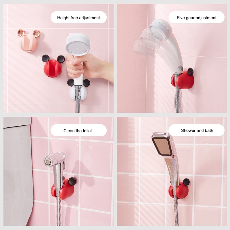 Adjustable Shower Head Holder Bathroom Wall Mounted Bracket With Sucker Household Powerful Suction Portable Shower Fixed Bracket
