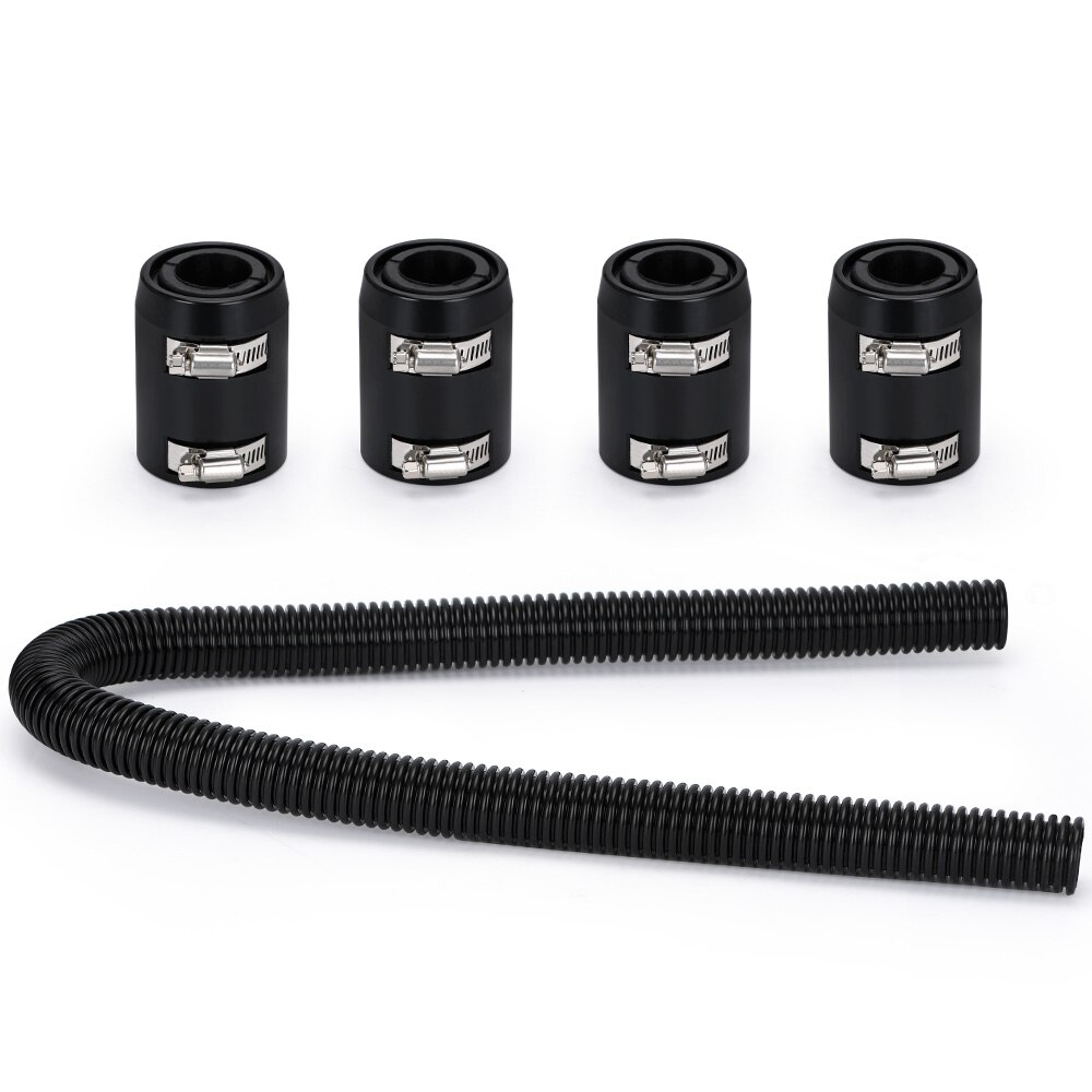 Universal 48" Stainless Steel Radiator Flexible Coolant Water Hose Kit W/ Cap Clamp 1.25" 1.5" 1.75" HT-SXG01: Black