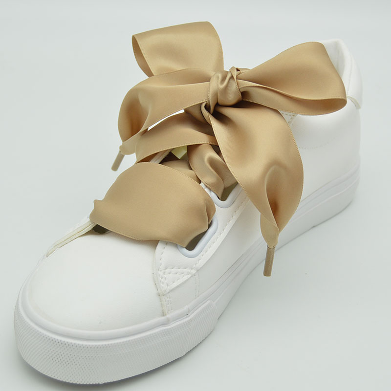 4 cm Verbrede Zijde Satijn Schoenveters Gladde Grote Strik Brede Veters Trend Schoonheid Wit Casual Sneaker Leren Schoenen Veters