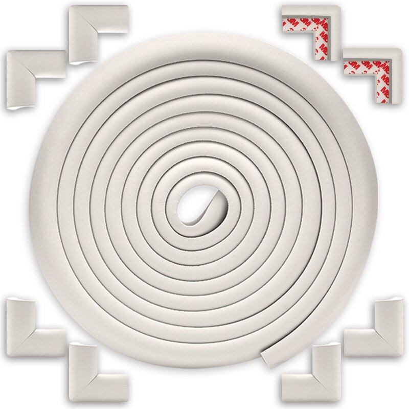 5M + 8 Stuks Baby Veiligheid Corner Protector Kinderen Bescherming Hoeken Tafel Hoek 3M Tape Kind Security Rand hoek Guard Strip: White