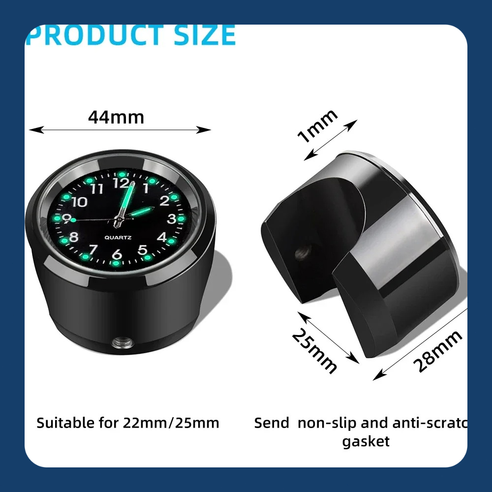 Świecący zegarek motocyklowy na kierownicę, wodoodporny zegarek kwarcowy, lekki, modny zegarek motocyklowy, wyposażenie robić skutera, motoru, ATV.