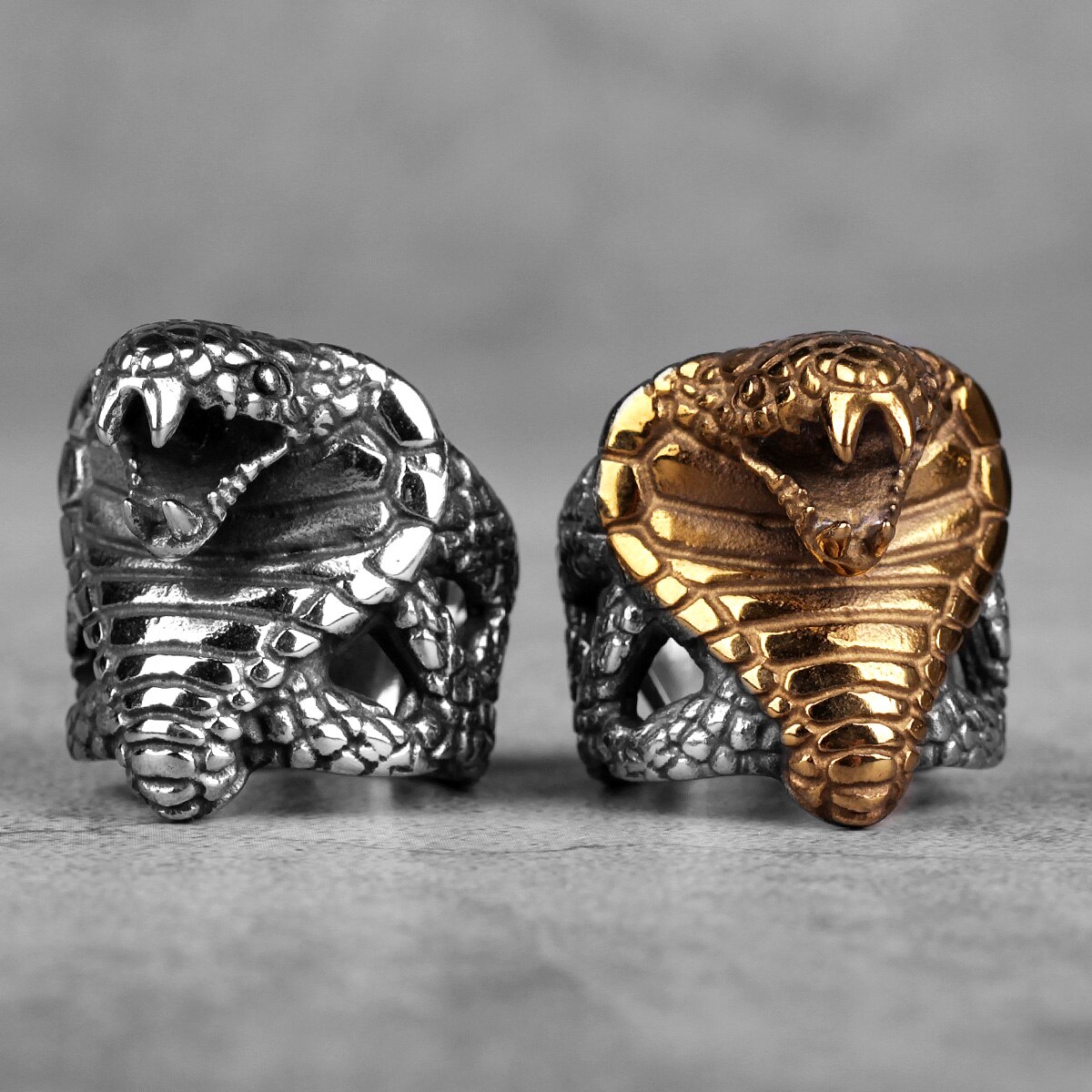 Anillos de acero inoxidable para hombre, Animal de serpiente Cobra, Punk Rock, personalidad para motorista, joyas para un novio, ,