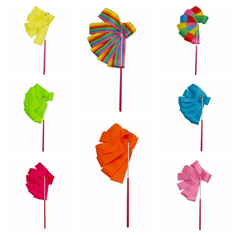 2m/4m rubans de gymnastique colorés, ruban de danse, art rythmique, gymnastique, ballet, banderole, tige tournante, bâton pour l'entraînement en salle de sport