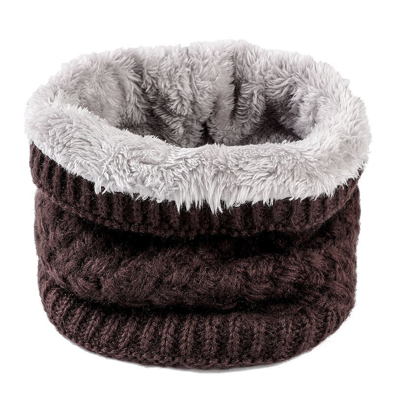 Winter Ladies Pink Red Warm Elastic Thick Knitted Circle Scarf Ring Women Men Faux Fur Neck Collar Warmer Plush Scarves: Dark Brown