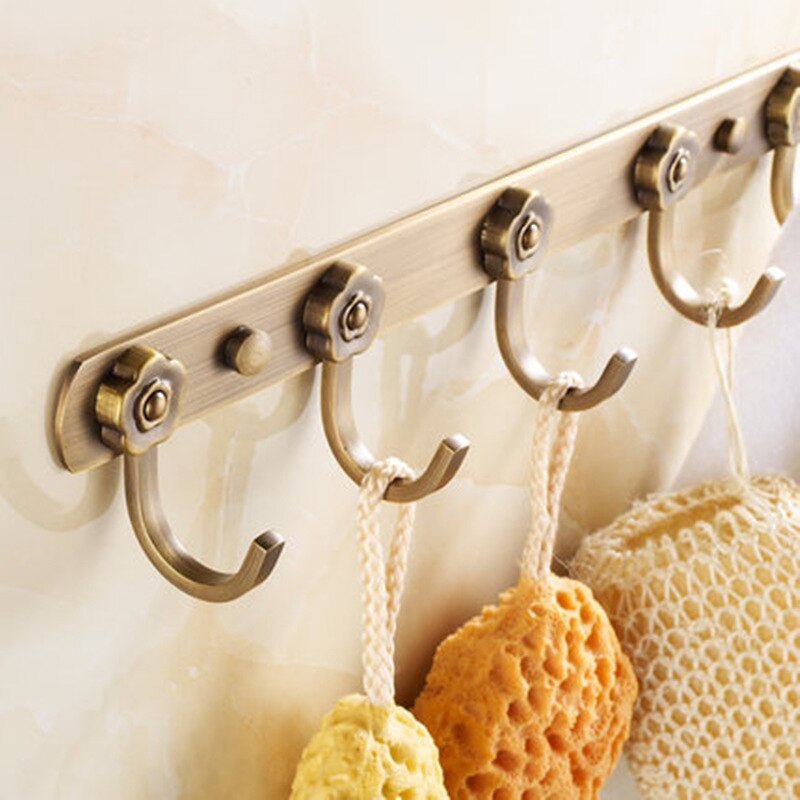 Europese retro bronzen badkamer handdoekhouder hanger roestvrij staal sleutel tas kleding handdoek wandrek plank organiseren opbergruimte