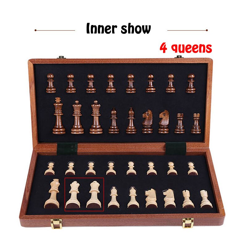 Træ skak sæt høj grad 4 dronning skakspil konge højde 80mm skakbrikker foldning 39*39 cm skakbræt med træ skakmænd  i8