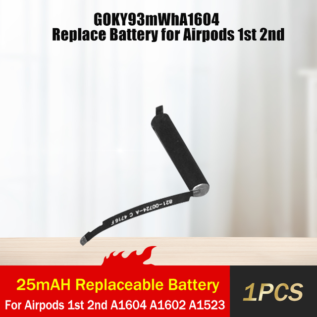 Batteria Li-Ion Di Ricambio Per AirPods Serie 1 E 2 (Modelli A1523, A1604, A2031, A2032)