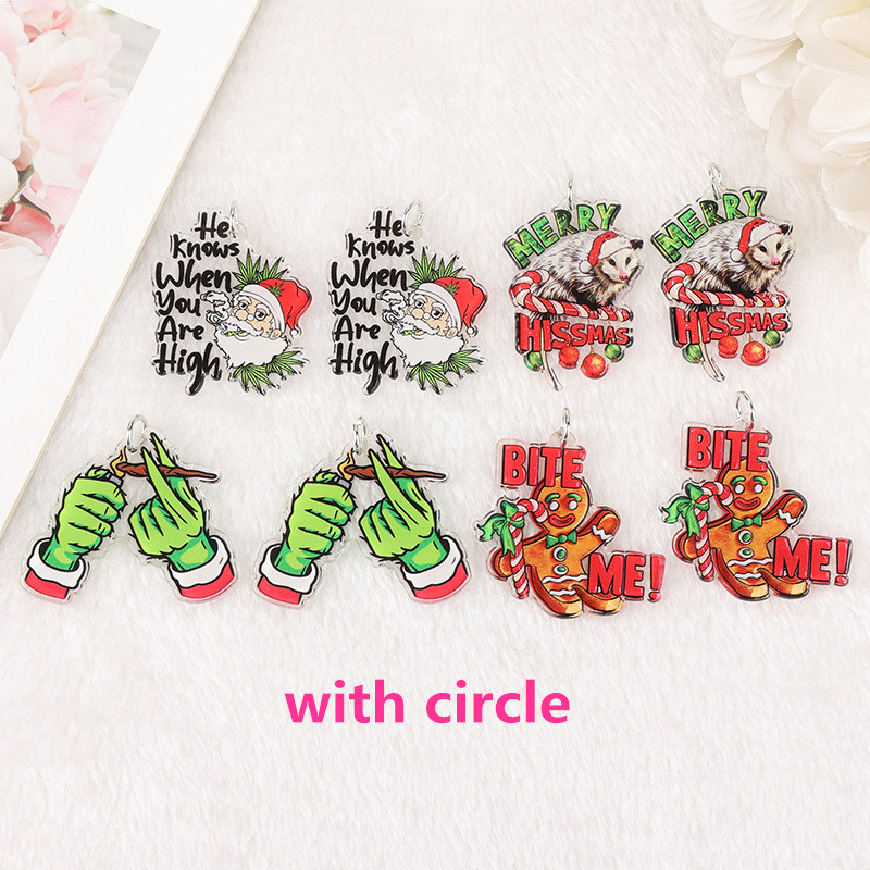 8 pezzi di ciondoli natalizi creativi in acrilico Gingerman Santa Jewlery risultati per collana fai da te: Marrone