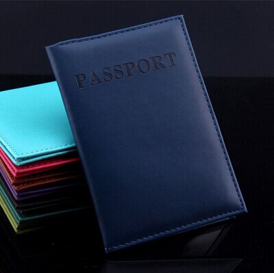 1 PC Unisex Women Men Travel Passport Holder PU Leather Purse Cover ID Credit Card Holder Wallet: Navy