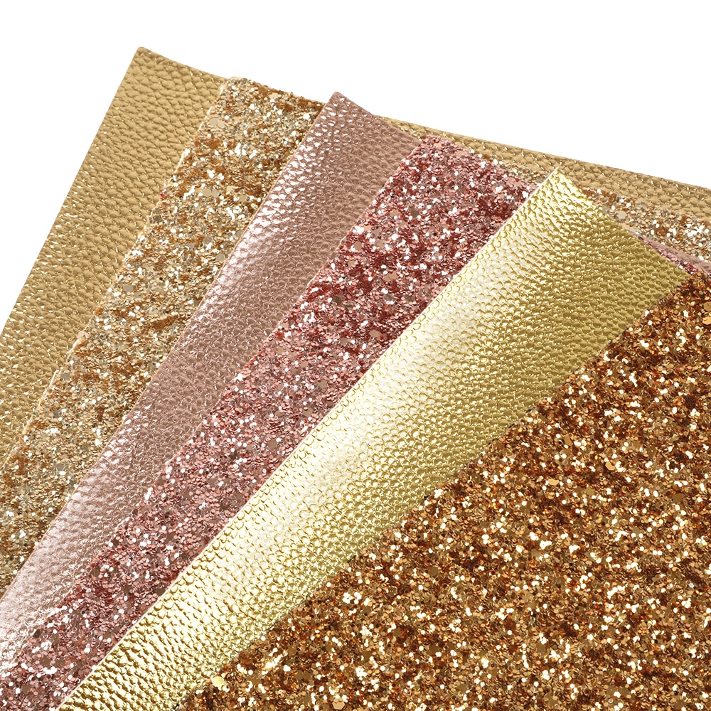 David accessoires 6 stuks/set 20*34cm gladde textuur glitter imitatie synthetisch leer stoffenset diy strik tas naaimateriaal ,1 yc 8186