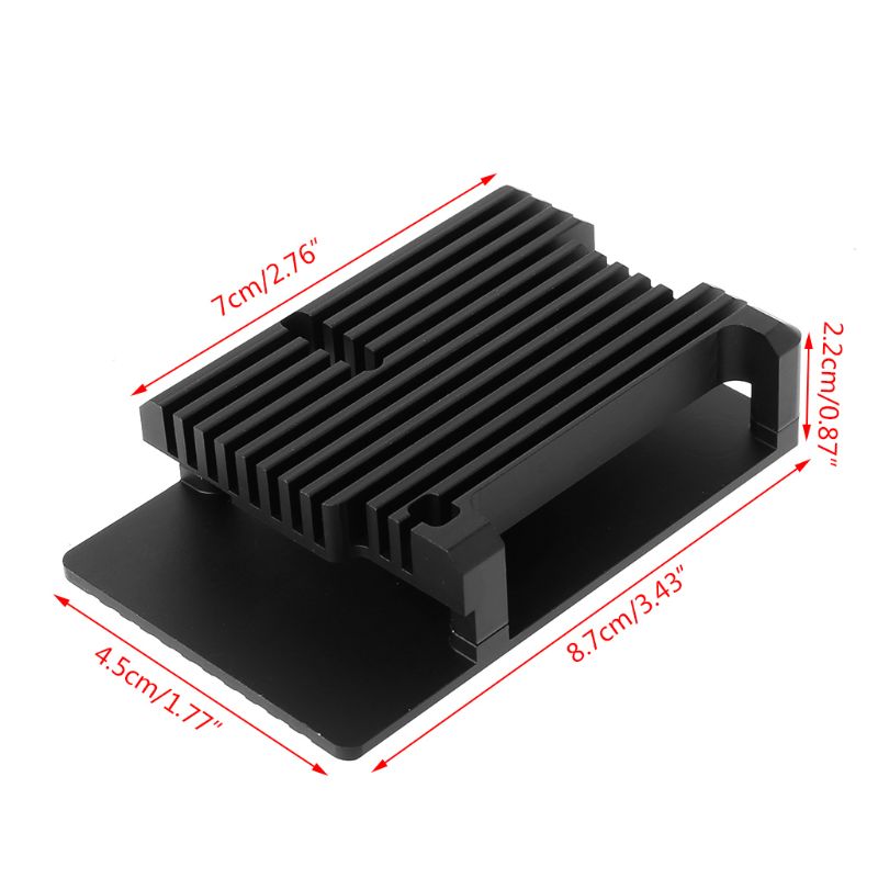 Aluminum Alloy Enclosure Case Metal Shell Black Box Radiating Plate Heatsink Cooler for Raspberry Pi 4 Model B