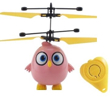 Flygande helikopter mini ufo drönare uppgradering infraröd induktion fjärrkontroll flygplan elektronisk modell leksak barn födelsedag: Angry birds rosa