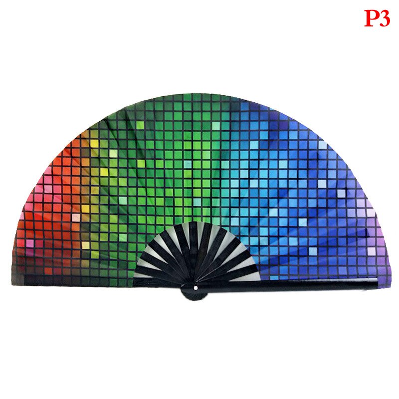 1pc Large Folding Hand Fan Fold Dot Rainbow Print Festival Handheld Fan 33cm Large Folding Hand Fan Handheld Fan For