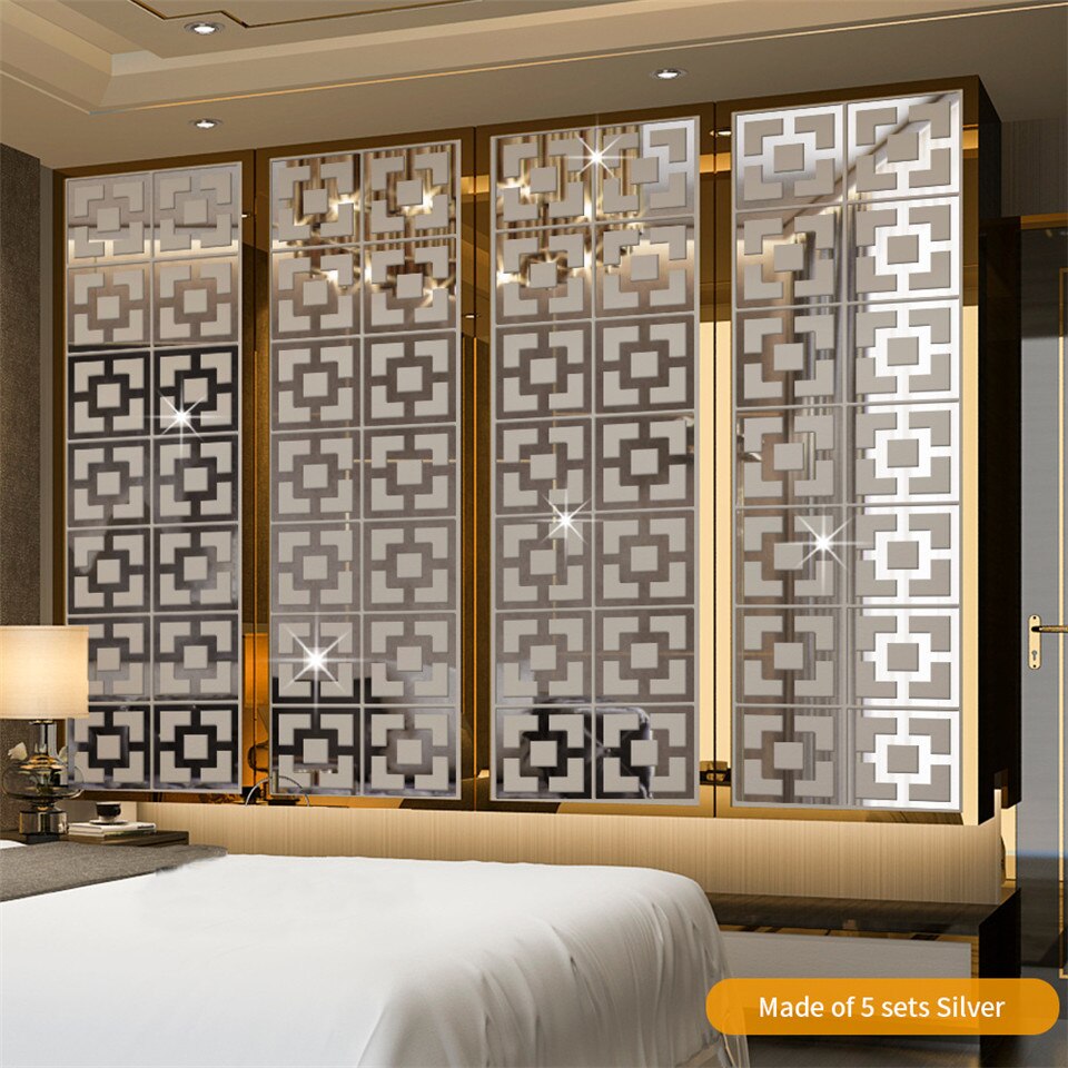 Espejo hueco cuadrado para pared, pegatina de papel tapiz para decoración de sala de estar, dormitorio, bricolaje, calcomanía de espejo acrílico, 28x28cm x 12 Uds.