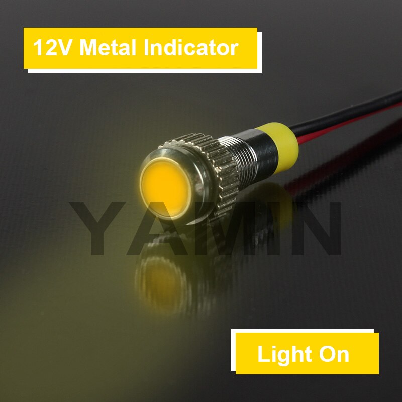 6 Mm Metalen Lampje 220V Led Signaal Lamp 6V 12V 24V Voeding Met 150mm Draad Connector Bespaar Elektriciteit: 12V Yellow