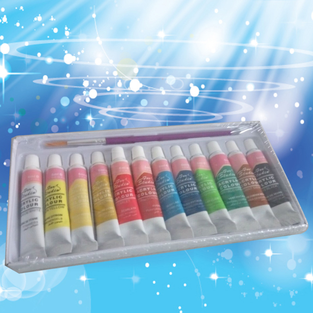 Juego de pinturas acrílicas profesionales de 12 colores pintados a mano pintura textil pintura de colores brillantes suministros de arte peintur