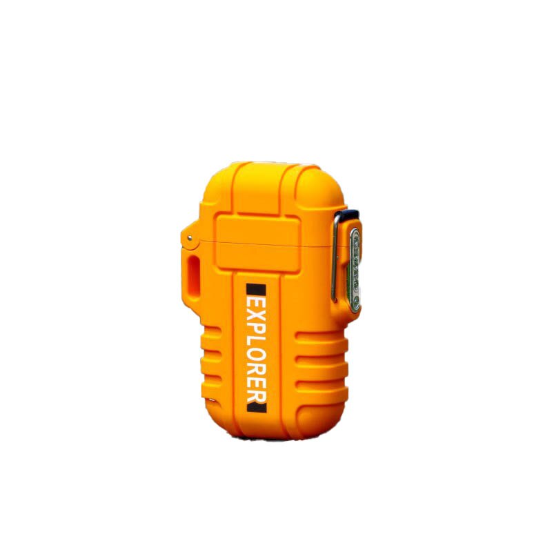 Usb Opladen Matel Sigarettenaansteker Wilde Survival Fire Starter Winddicht Dubbele Arc Elektronische Waterdichte Plasma Mannen: Orange