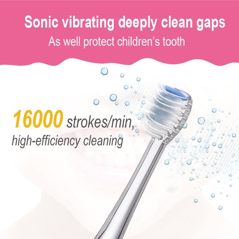 Seago-cepillo de dientes eléctrico para niños, linterna LED de colores, 16000 golpes, resistente al agua, alimentado por batería