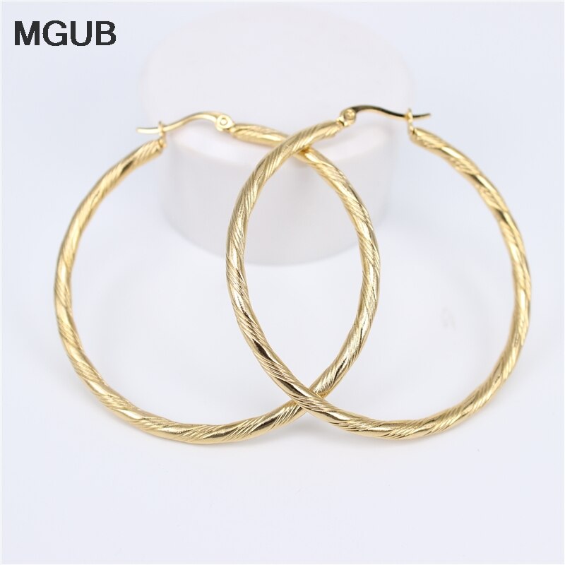 Diameter 20-50MM Circle Small Hoop Earrings With Gold Color Simple Earring For Women Stainless Steel Jewelryy LH819