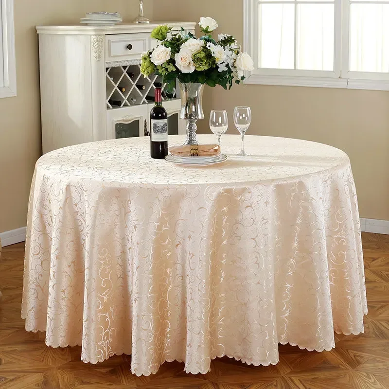 Nappe ronde vintage polyvalente, décoration de fête de mariage, couverture de table à manger à la maison, diamètre 160cm, 180cm, 200cm: WHITE / See below for size descriptions