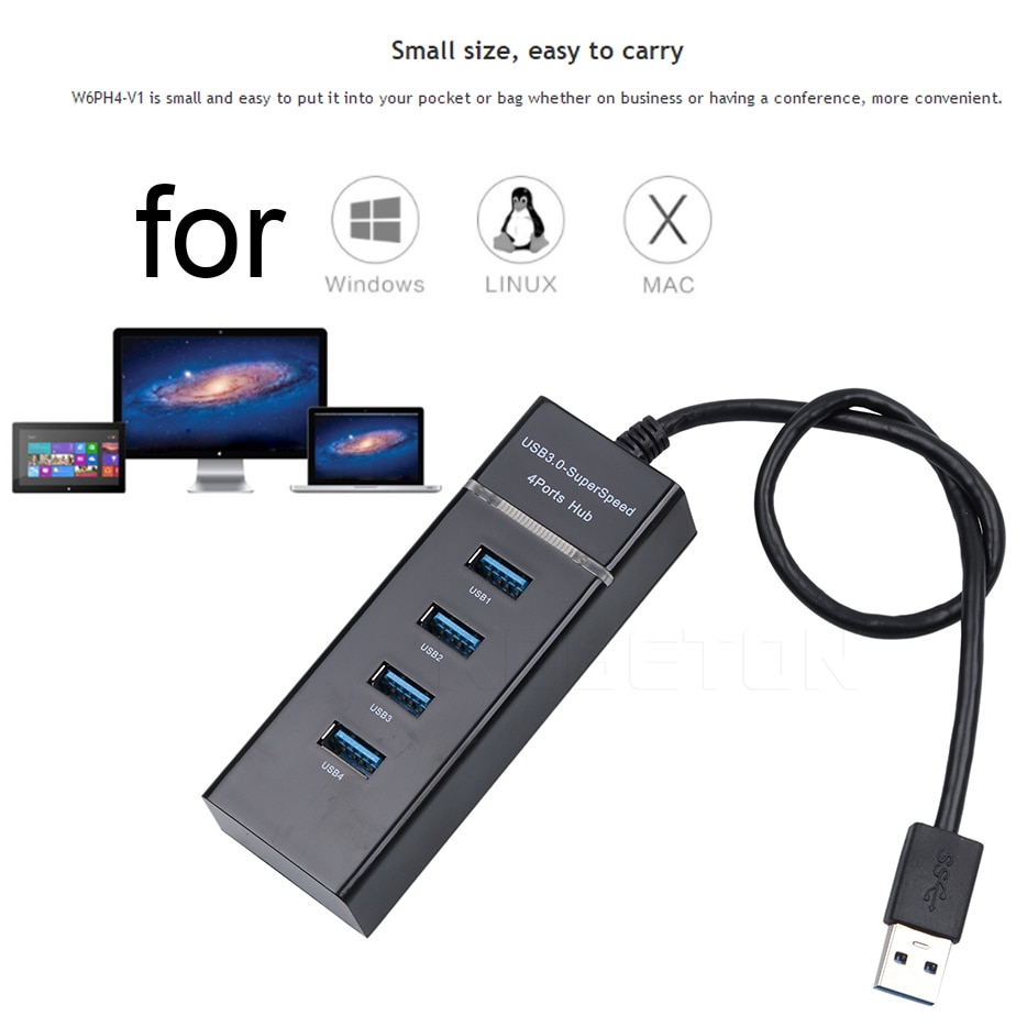 Kebidu High Speed 5Gbps 4 Poorts Usb Hub 3.0 Splitter Adapter 4 Port Hub Voor Laptop Pc/ computer Randapparatuur Accessorie