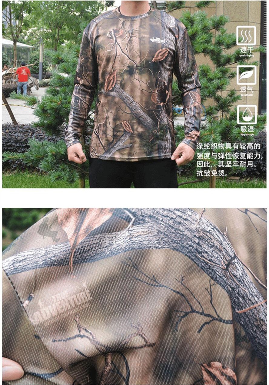 Jungle camouflage t-shirt jagt skyde t-shirt hurtigtørrende langærmet fuglekiggeri fiske klud bionisk camo ghillie klud
