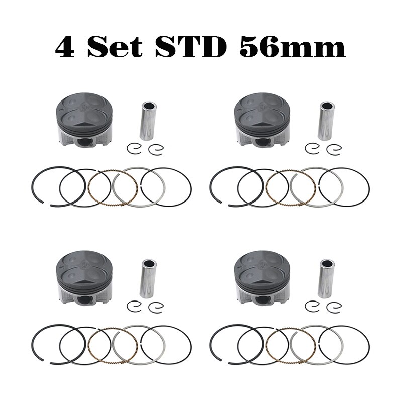 4 Uds de pistón de la motocicleta y anillos Kit para YAMAHA FZR400RR 3TJ FZR 400 RR SP 3TJ FZ400 4YR STD 56mm 56,25mm 56,50mm 56,75mm 57mm: 4 Set 56mm