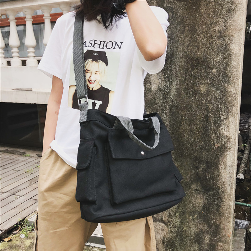 Sacs à bandoulière japonais pour étudiants, sacoche en toile de grande capacité, sac à main Patchwork pour voyage