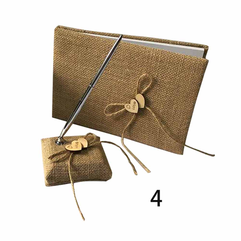 1Set Wedding Guest Book Pen Pillow Flower Basket Set Boite Carte Mariage Wedding Engagement Party Decoration: 4