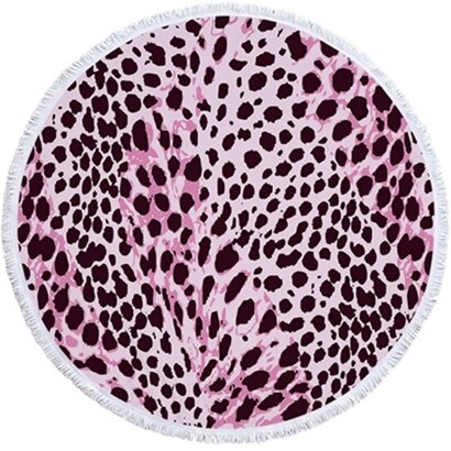 Luipaard Tijger Patroon Gedrukt Ronde Strandlaken Met Kwasten Microfiber 150Cm Zomer Zwemmen Picknick Mat Tapijt Reizen Deken: Beach towel18