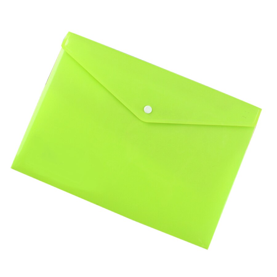 A4 Size Envelope Folder PP Plastic Storage Pouch Holder Paper Document File Folder Organizer Bag with Snap Button Closure: Opaque Green